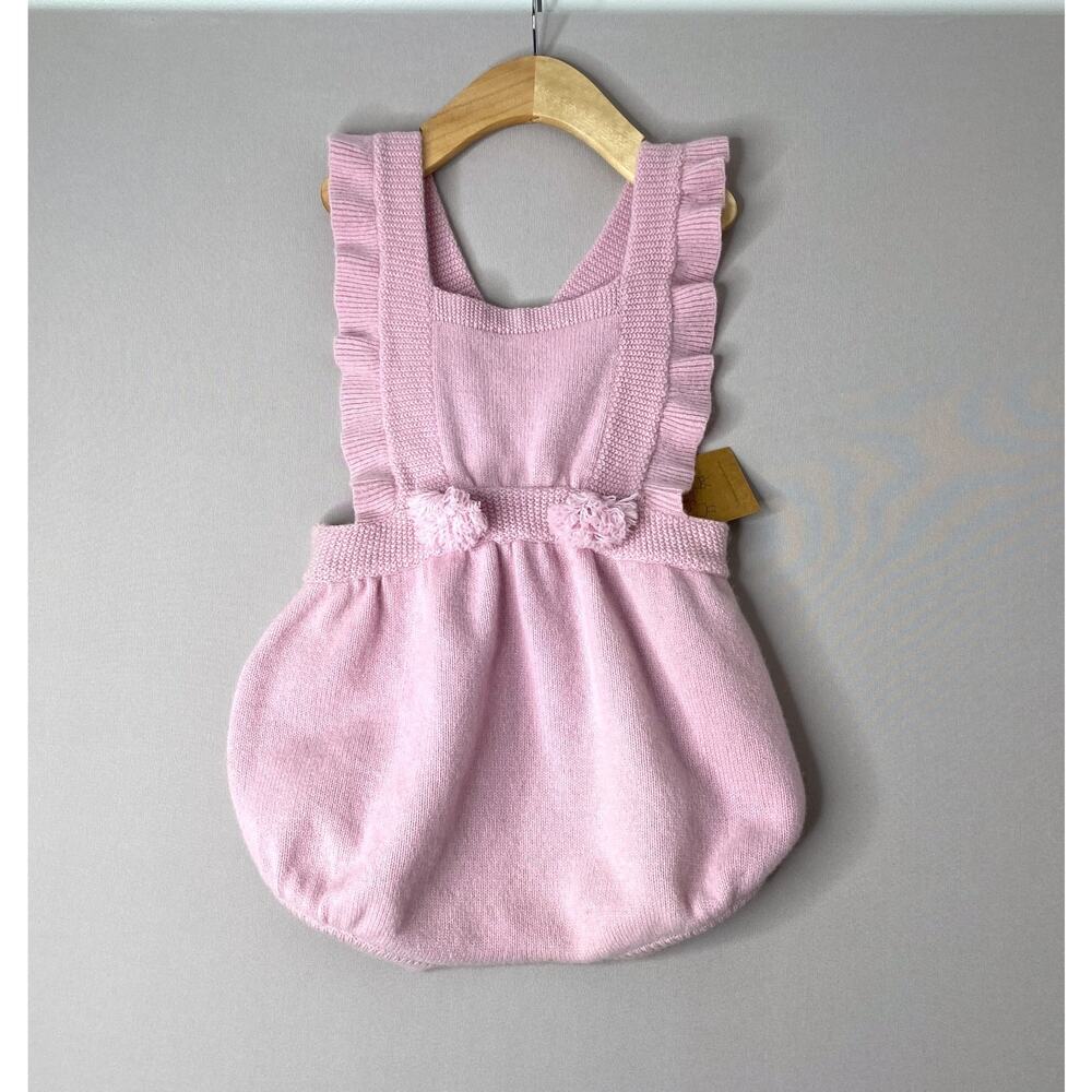 NWT Mika & Milo Cashmere/Merino Knit Bobble Romper in Blush Pink Girls 3 Yrs